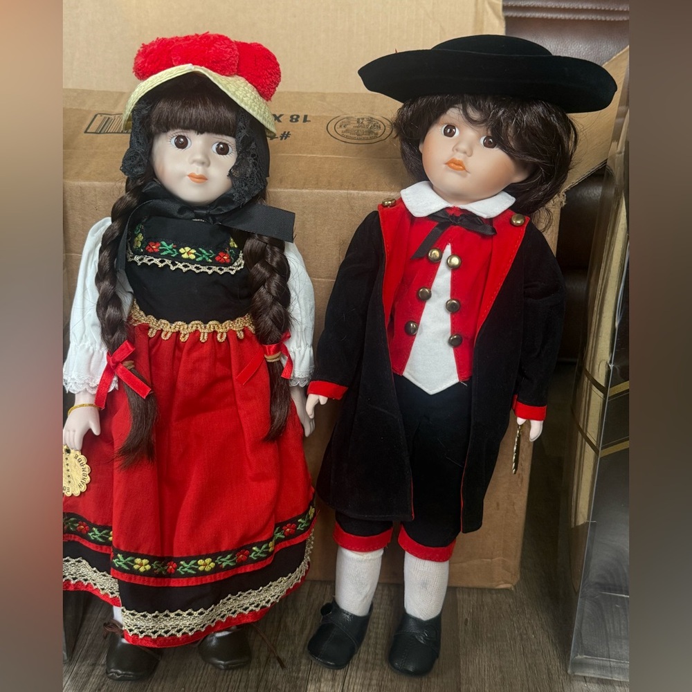 Set 2  Vintage Porcelain Doll Chili Creation Handmade Loving Dolls-New